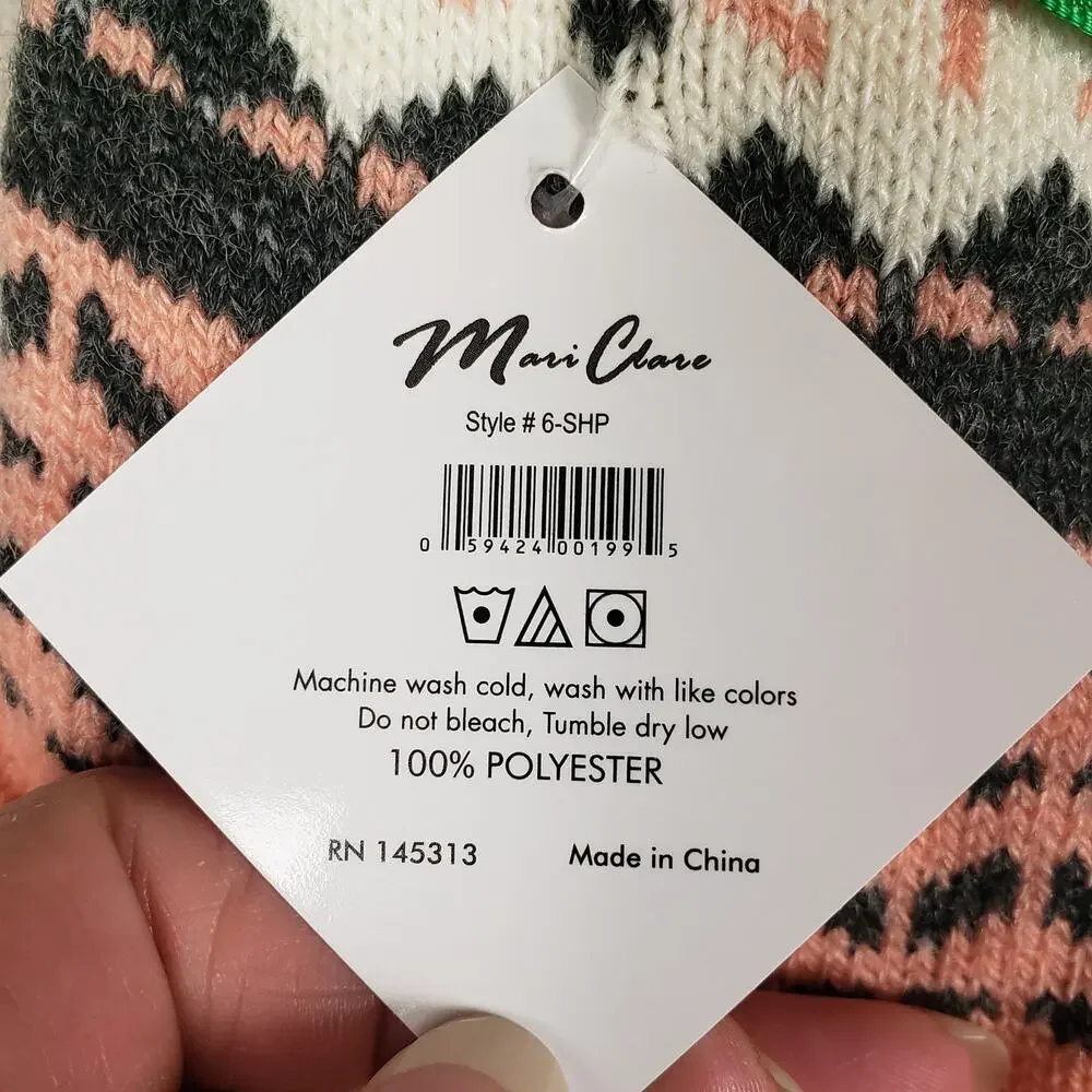 NWT Mari Clare Sherpa Lined Knit Winter Reindeer Design No-Slip Slipper Socks